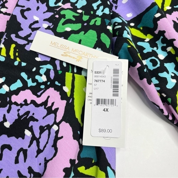 NEW Melissa McCarthy Seven7 Purple & Teal Floral Preppy Flirty Peplum Flare Top - Picture 9 of 12